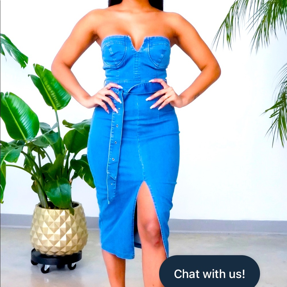 Strapless denim dress